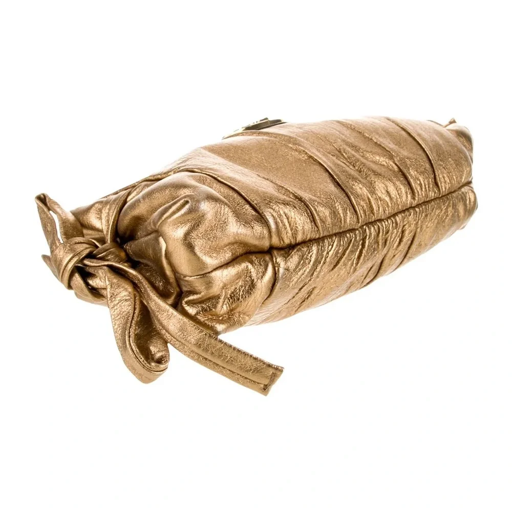 GUCCI Hysteria Gold Metallic Designer Women's Clutch - Picture 2 of 8